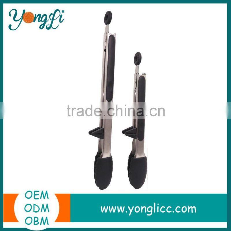 Stainless Steel Set of 2 New Easy Grip 12 and 9 Inch Silicone Kitchen Tongs