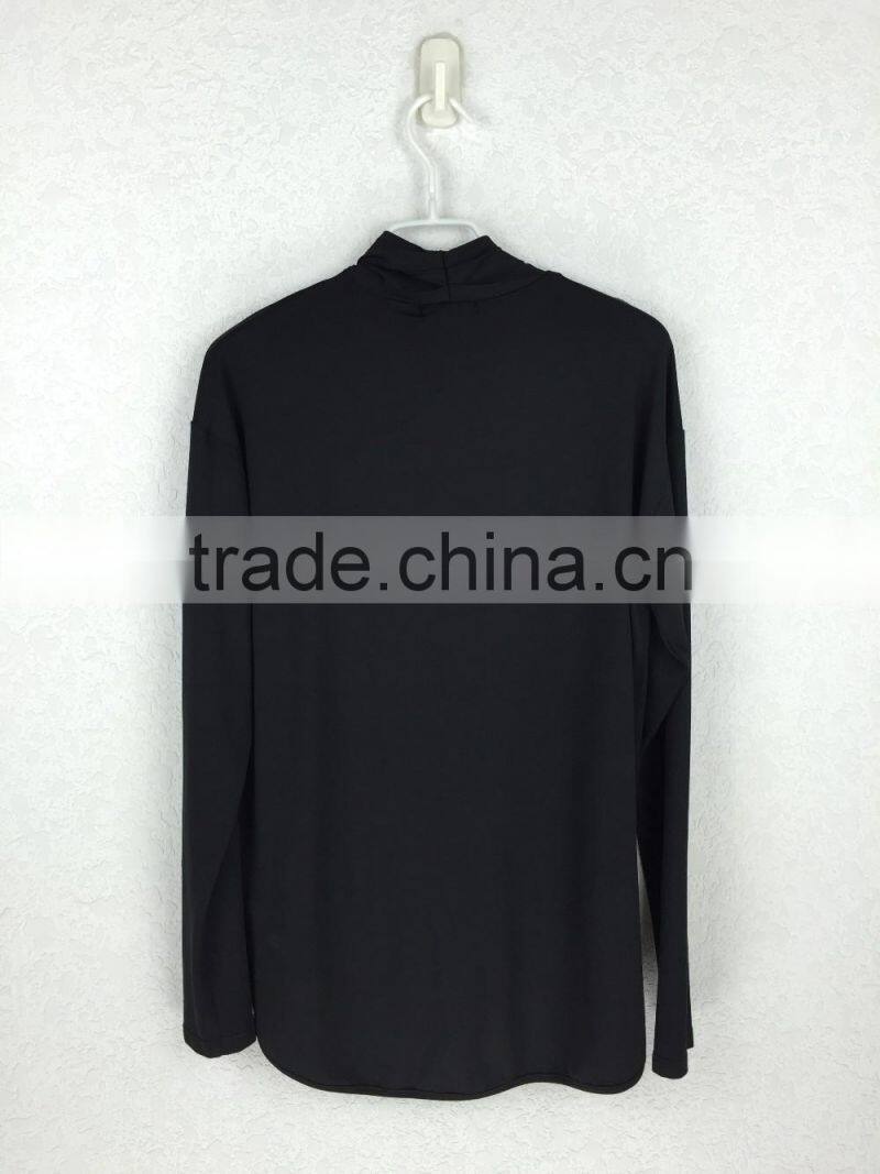 Hot china products wholesale oem v neck black chiffon tie blouse