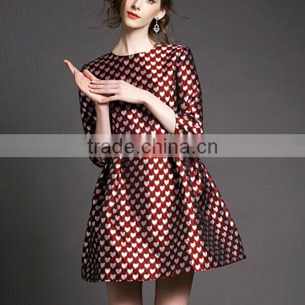 Ladies Fashion European Style Half Sleeve Fit and Flare Short Autumn Dress