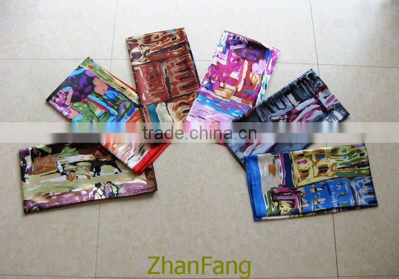 promotion cheap painting satin Scarf square scarf 90*90 cm cheap square scarf