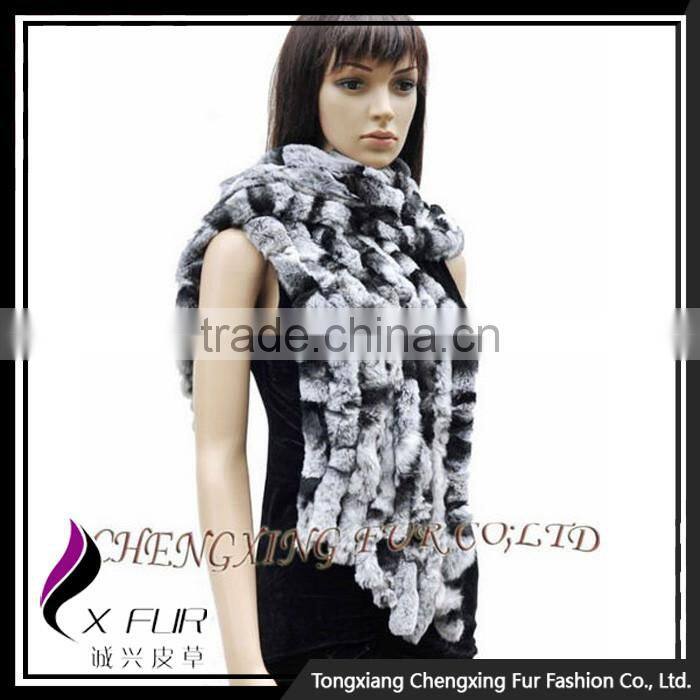 CX-B-10F 2016 New Style Super Quality Real Rabbit Fur Shawl Scarf