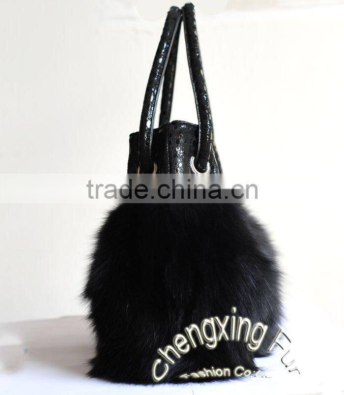 CX-H-27C 2016 Latest Fashionable Desgin Genuine Fox Fur Ladies Hand Bag