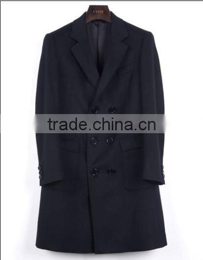 Fashion Design Wool Fabric Double-Breasted Men Coat
