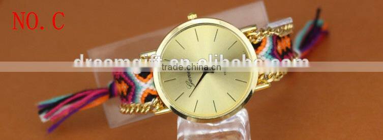 2015 DIY handmade braided rope watch Korean exquisite rainbow bracelet watch