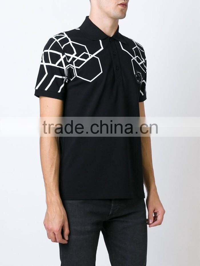 Popular custom design hexagonal print polo price shirt China