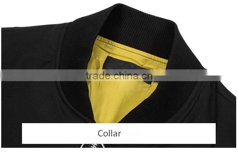Wholesale OEM Mens Fashion Black Bomber Jacket With Sleeve Pocket