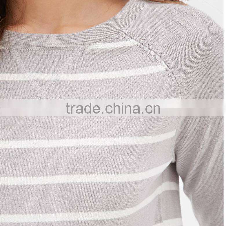 long sleeve rib knitted striped soft latest sweater designs for woman