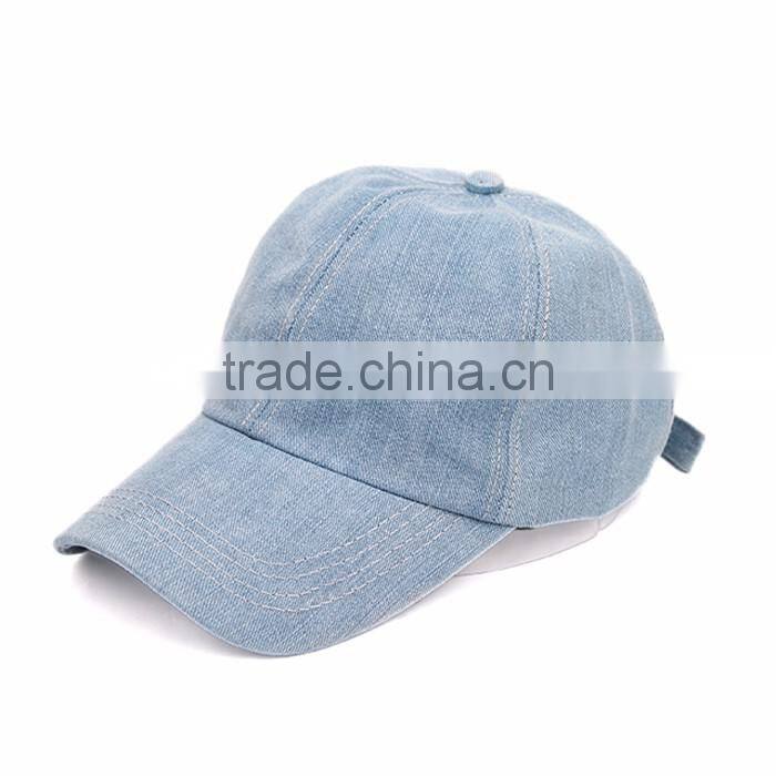 Custom Denim brush 6 panel blank wholesale cycling dad baseball hat
