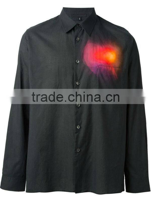 mens Black cotton spectrum print button-fastening cuffs long sleeve shirt