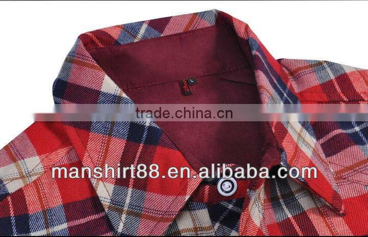 Latest design fancy 100%Cotton Single velvet Checked thickening Shirt for men with spread collar S,M,L,XL,XXL