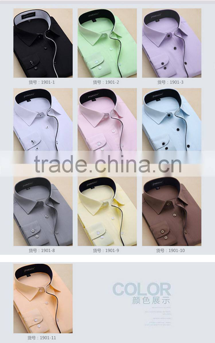 Solid color shirt China supplier competitive price oem fancy printed collar&cuff western shirt for men