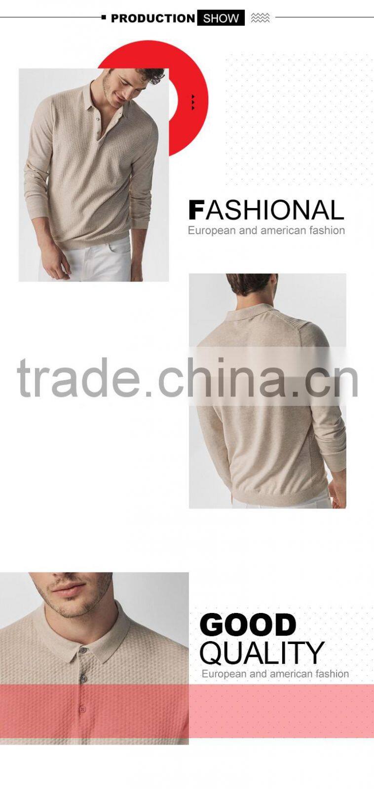 2017 custom made cashmere knitted polo neck sweater for men