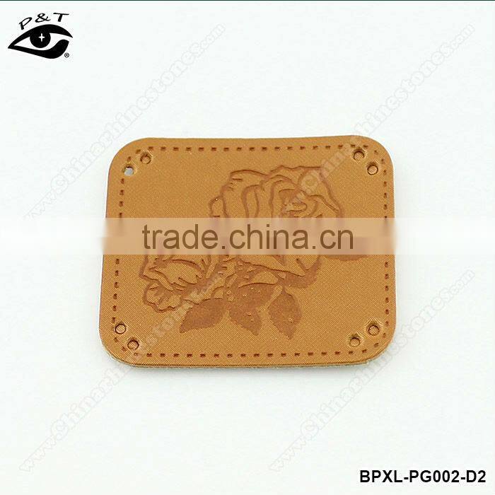 Square shape PU leather label design for clothing