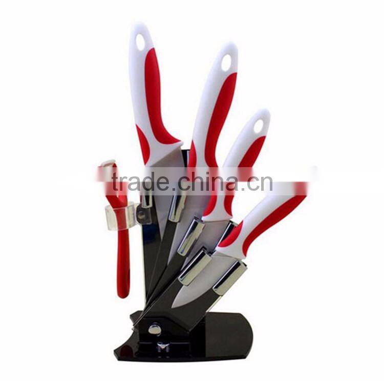 2017 New High Quality Bamboo Handle Ceramic Knife Blade Black Suit Exquisite Kitchen Knife With Holder
