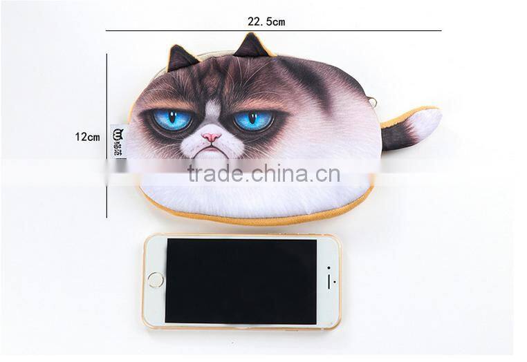 Hot sale custom 3D cool animal printed pencil bags for kids