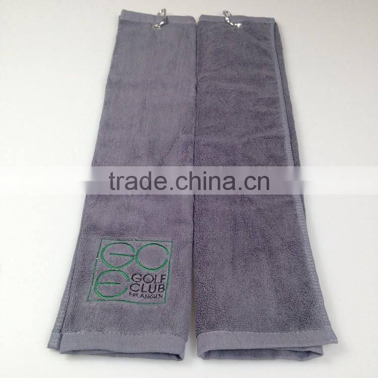 trifold golf towel custom golf towel with text embroidery and clip