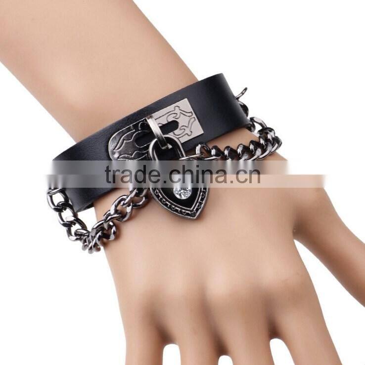 Fashion Adjustable Pressure Leather Wrap Wristband Cuff Punk Bracelet Bangle