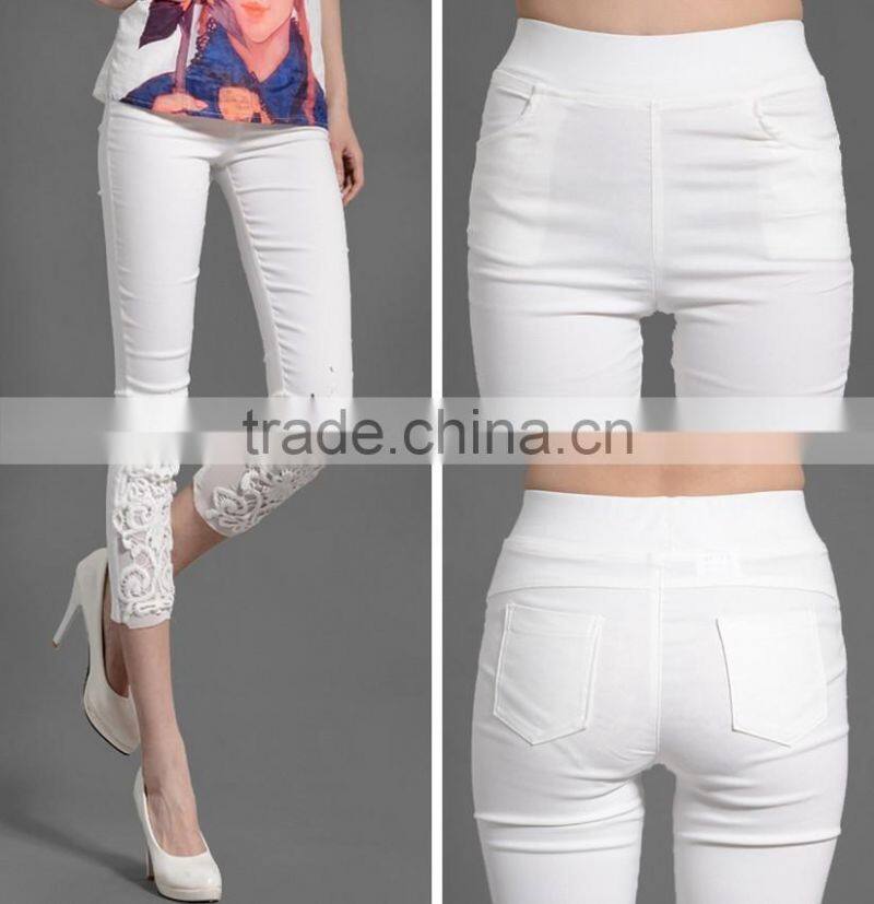 Lace crochet set auger China hand embroidered female new fertilizer increased the leggings yards 7 minutes of pants