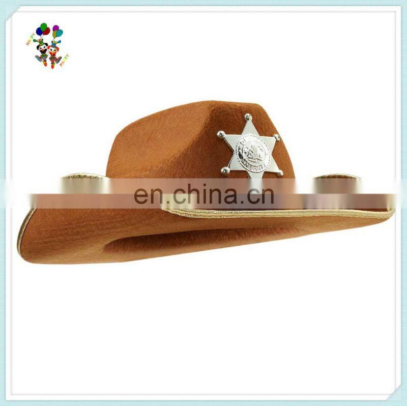 Cheap Felt Party Fancy Dress Kids Cowboy Hats with Badge HPC-0296