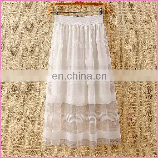 high fashion printed womens dresses chiffon patched gauze long skirt