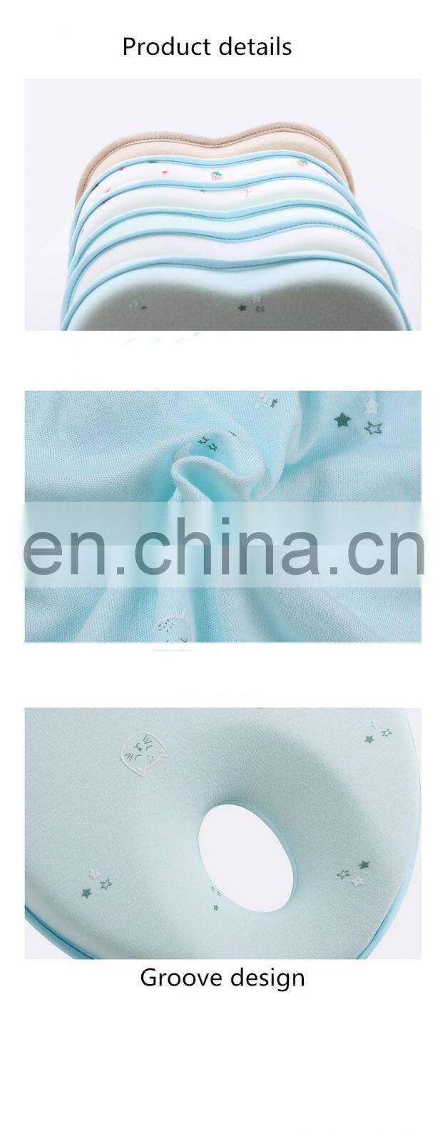 Small Custom Organic Cotton Anti Roll Sleep Nursing Memory Foam Flat Head Shape Support Baby Pillow Manufacturer For Newborn