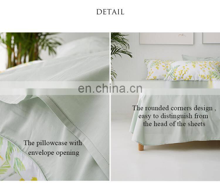 RawHouse Home textile plant yellow flower print cotton bedding set