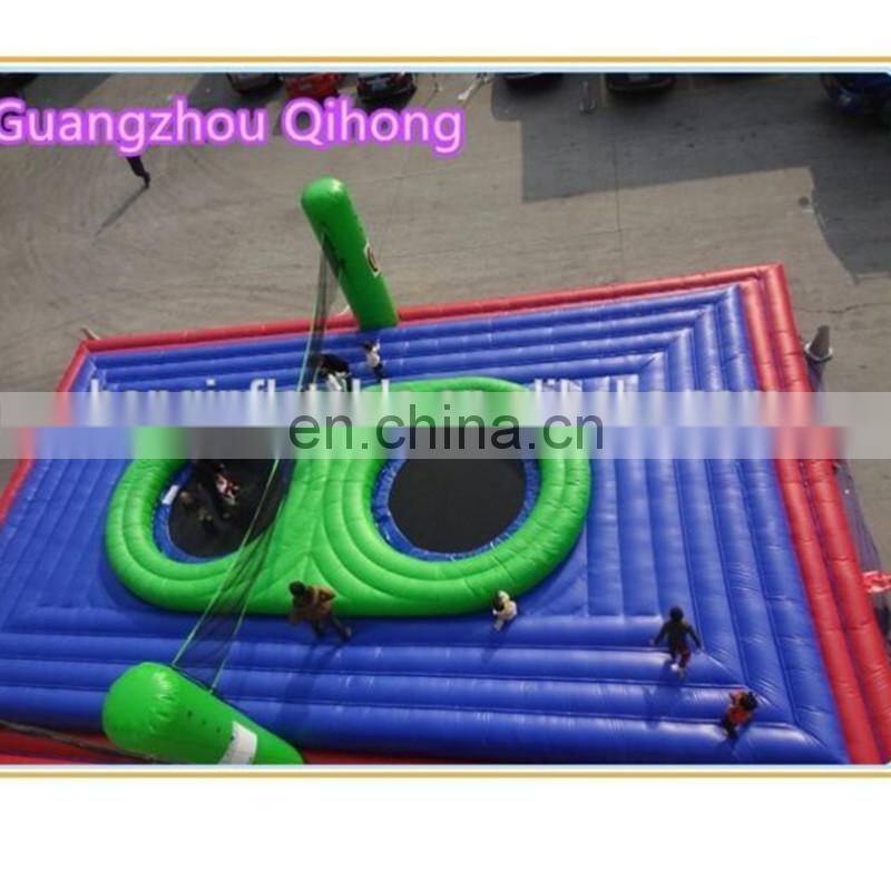 Outdoor movable inflatable volleyball court with jump trampoline for adults