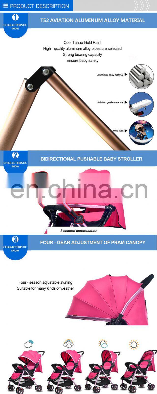 China High Quality Two-Way Lightweight Foldable Multifunctional Baby Stroller