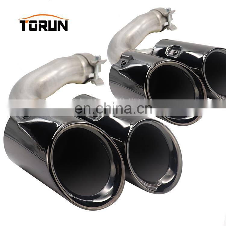 Hot sale high quality Universal oval bulk exhaust end pipe for porsche 18 Cayenne Round Chroming Black