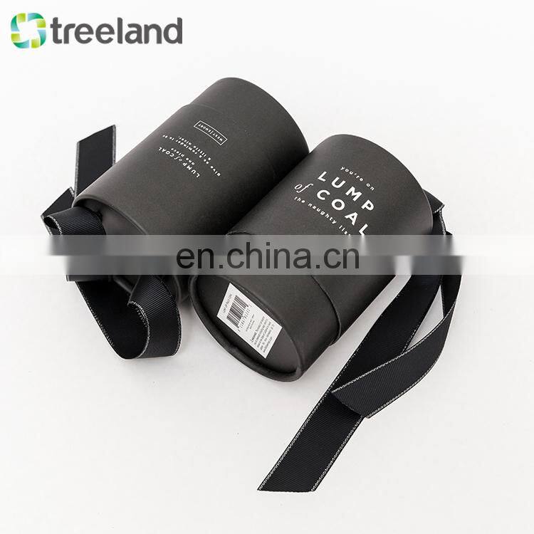Custom Round Black Paper Cardboard Tube Luxury Gift Box For Packaging