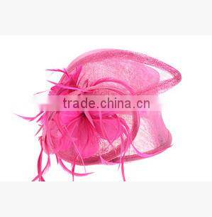 2015 Fashion Wedding Party Sinamay Hat With Feather Church Sinamay Hat