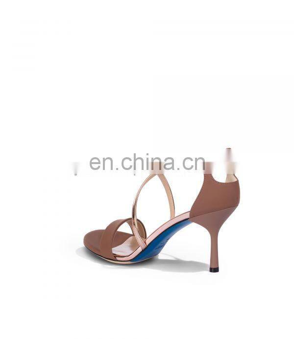 double ankle strap design women heels sandals shoes