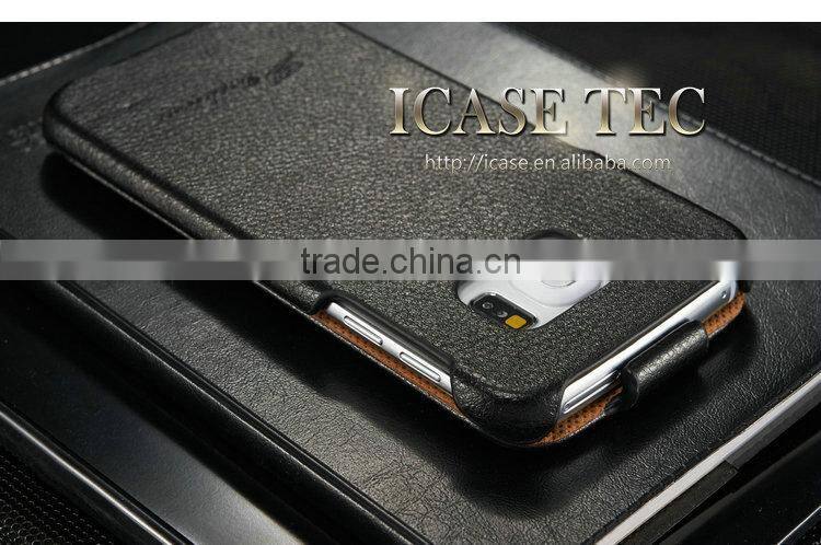 for samsung galaxy s6 edge flip case with real leather material