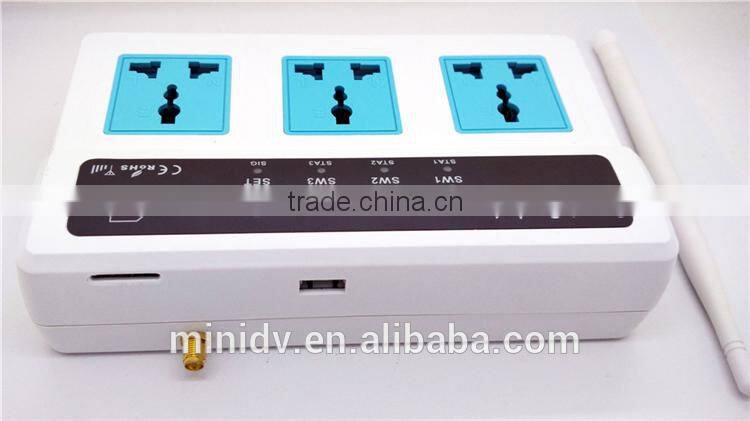 2200W 10A QUADBAND SMS/CALL Remote Controlled GSM Power Socket with 3 Outlets Which Also Supports Temperature Control