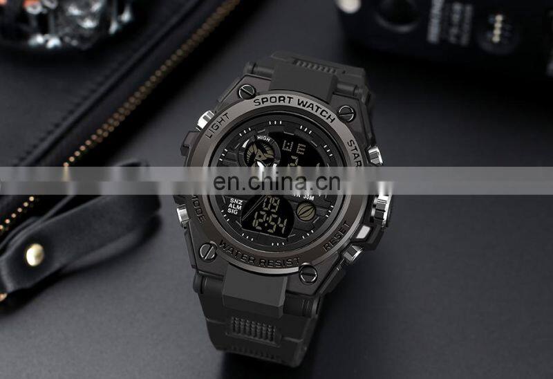 Sanda 739 Analog Digital Backlight Watches Mens Waterproof Analog Quartz Unique Army Green Gents Sport Wrist Watch For Boys