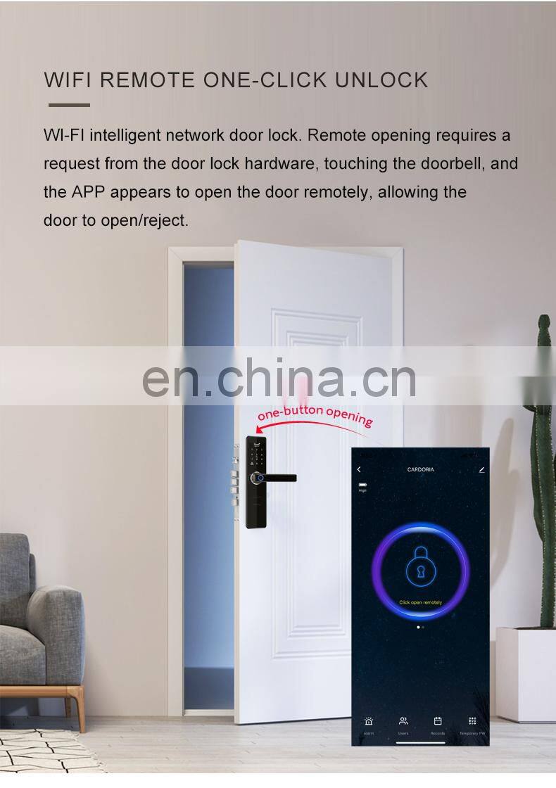 TUYA APP Smart Fingerprint Door Lock Electronic Biometric Password Hotels Smart Door Lock Manufacturer