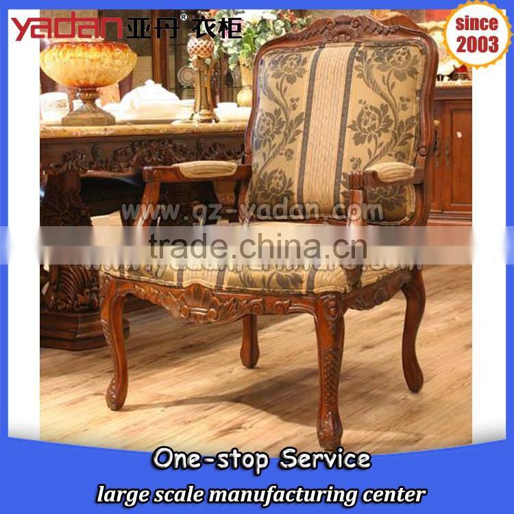 Luxury hotel furniture recliner relax chair armrest carving wood royal chair