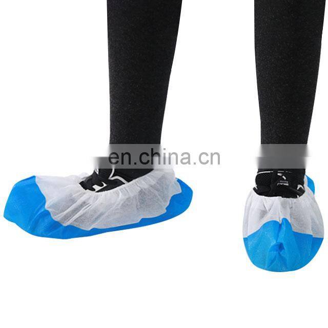 PP+CPE Coated Overshoes Blue+White shoecover medical waterproof shoe cover