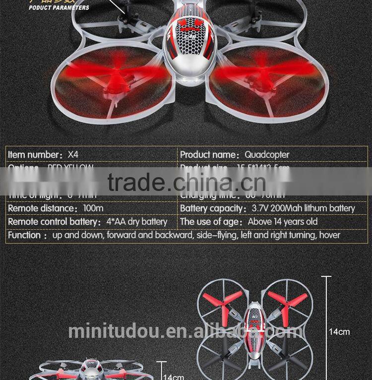 Minitudou X4 Remote Control Quadcopter with 3D rollover function and six-axis flight system