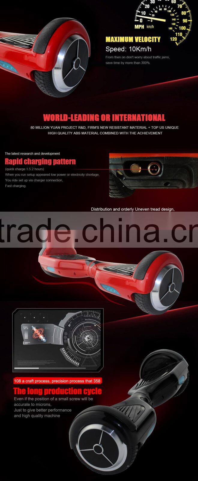 Top quality two wheel electric scooter self balancing electric board with wheels