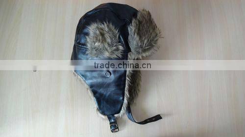 fake fur custom leather trapper hat winter