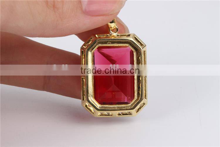 Factory supply fashion square stone emerald cut pendant