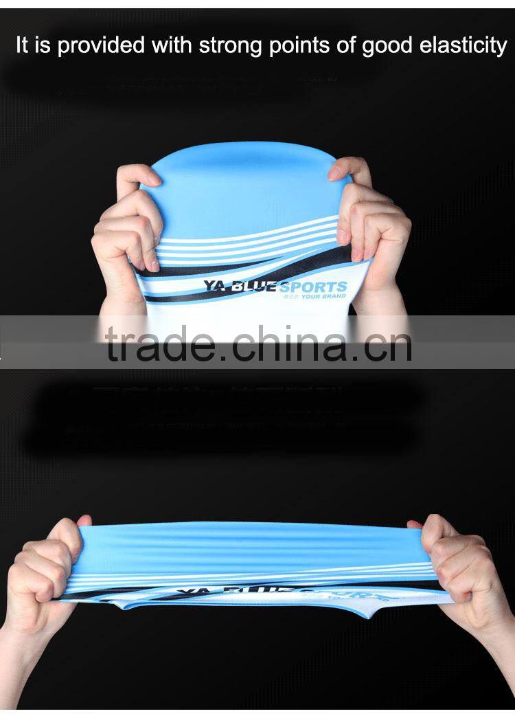 High quality custom colorful nude silicone swim cap For Long Hair