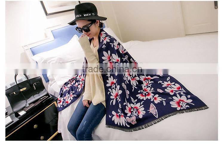 Latest Design Floral Printed Cashmere Pashmina Shawl Nepal