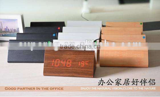 new fashion table clocks Control Sensing Alarm Temp dual Display Electronic LED Clock Vintage Wooden Digital Alarm Clock