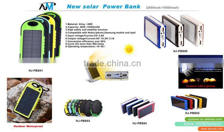 OEM/ODM factory 10000mah solar power bank portable charger extended battery power bank