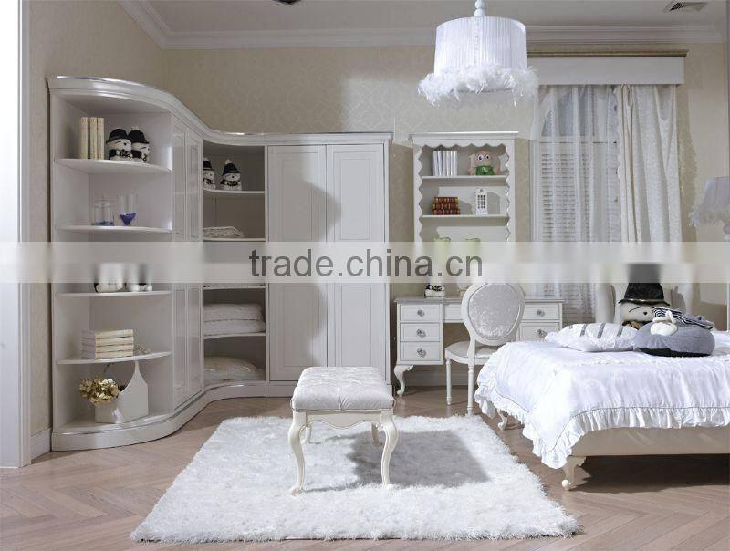 Hot sale kids furniture white color princess design children bedroom furniture set