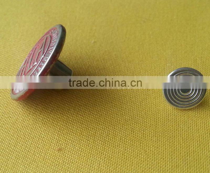20MM Metal Jeans Tack Button in Silver NF with red color tumbled -- J1545