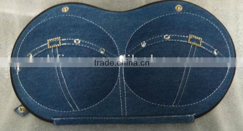 Cow boy canvas covered EVA bra case