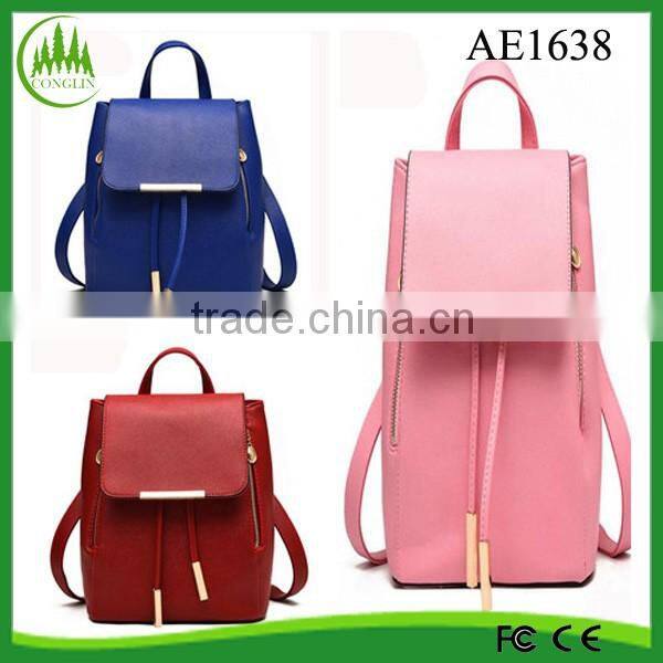 New Product for 2016 Yiwu Manufacture Leather Beautiful Girls School Bags